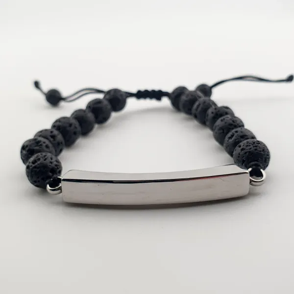 Verstelbare As Armband met Lava Kralen - Gedenksieraad