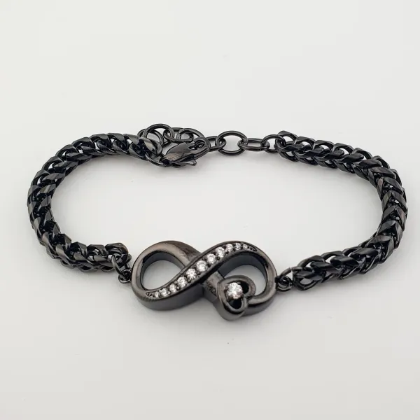 Crematie Sieraad Infinity Urn Armband Voor As | Zwart  - Waardig Gedenkteken