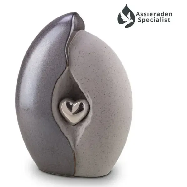 Keramische Urn - Urn Voor As Volwassen - Grijs & Zilverkleur - 3.8 Liter  - Waardig Gedenkteken