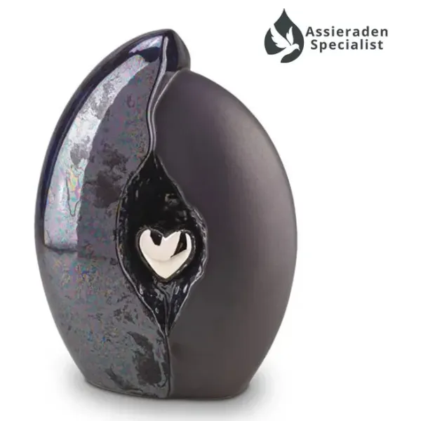 Keramische Urn - Urn Voor As Volwassen - Zwart & Zilverkleurig - 3.8 Liter  - Waardig Gedenkteken