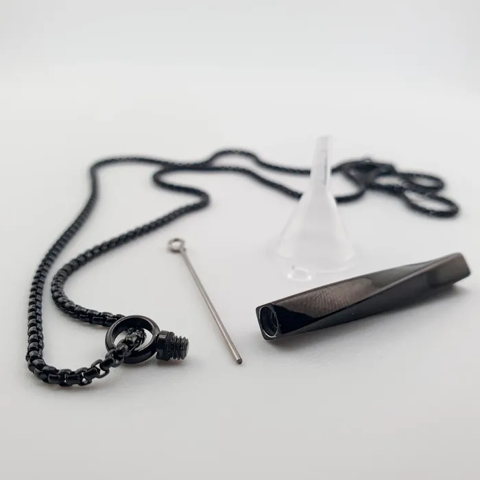 Ashanger met ketting - Mobius Bar - Zwart - Gedenksieraad - view 5