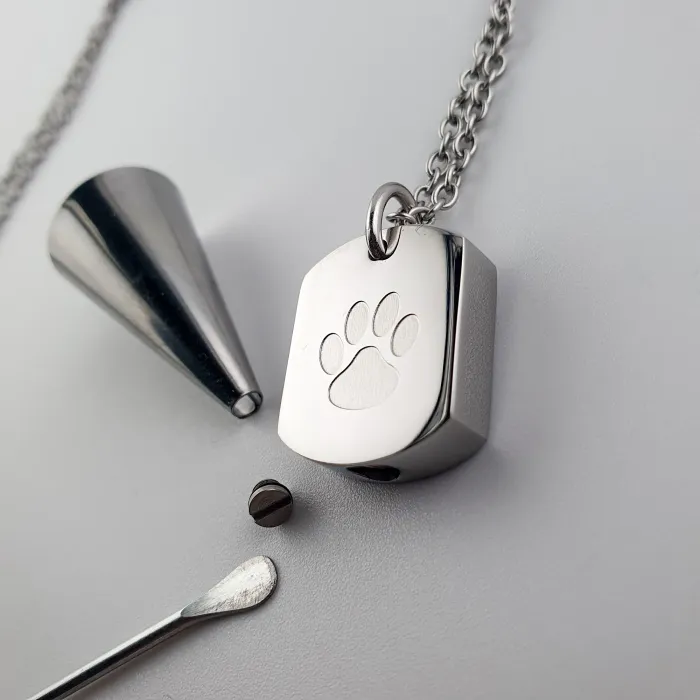 Asketting Dog Tag met hondenpoot - Gedenksieraad - view 4