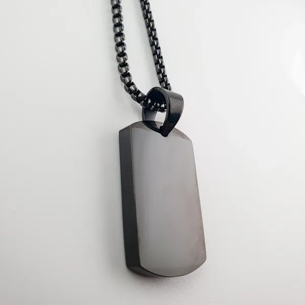 Asketting Dog Tag - Zwart - Gedenksieraad