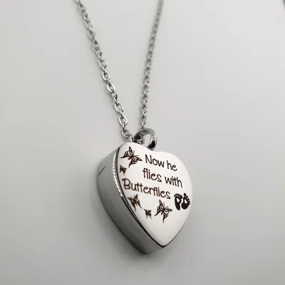 Urn Ketting met As Hanger Dieren - Butterflies (He/She) - Waardig Gedenkteken