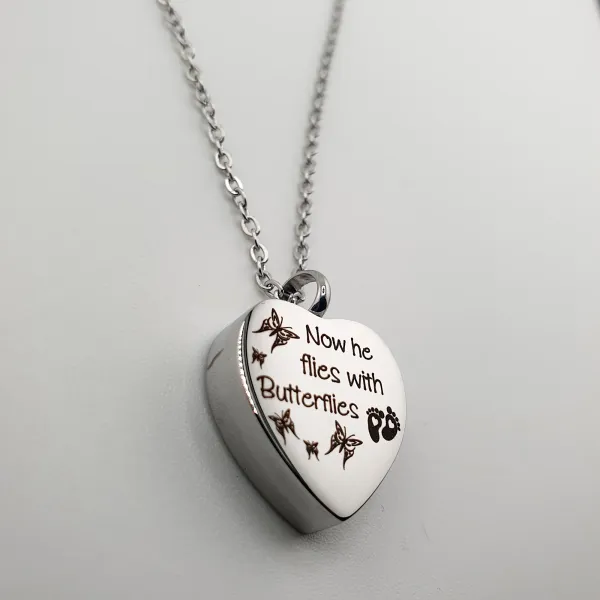 Urn Ketting met As Hanger Dieren - Butterflies (He/She) - Waardig Gedenkteken