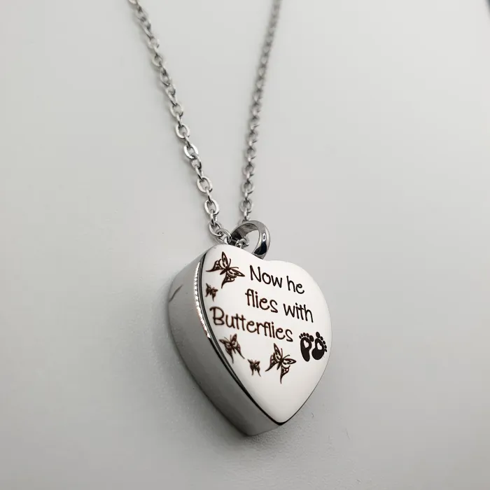 Urn Ketting met As Hanger Dieren - Butterflies (He/She) - Waardig Gedenkteken - view 1