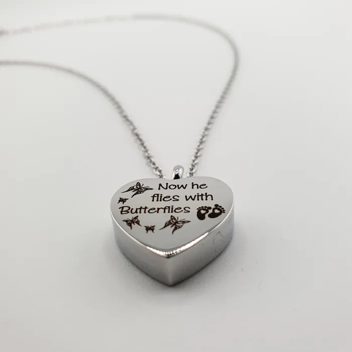 Urn Ketting met As Hanger Dieren - Butterflies (He/She) - Waardig Gedenkteken - view 2