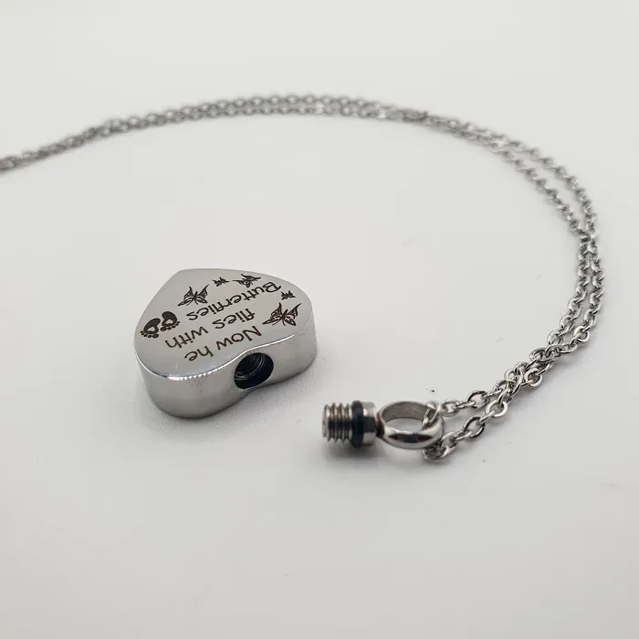 Urn Ketting met As Hanger Dieren - Butterflies (He/She) - Waardig Gedenkteken - view 3