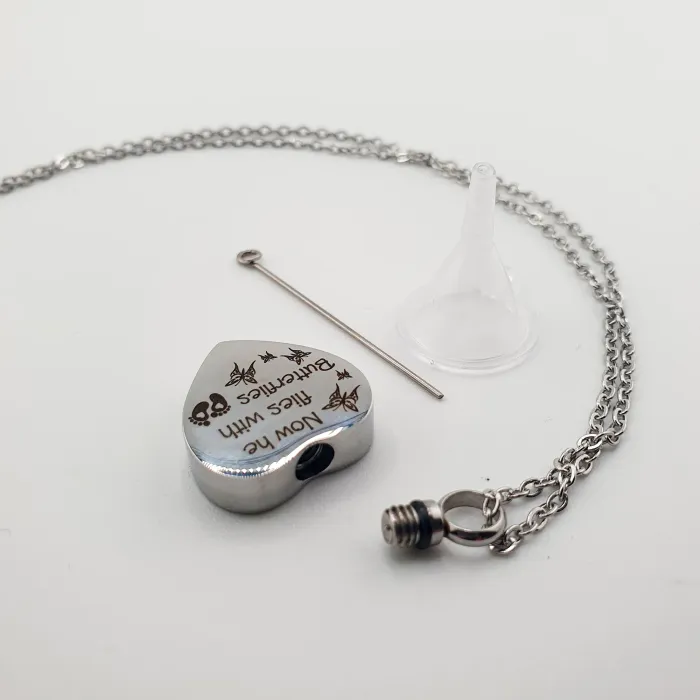 Urn Ketting met As Hanger Dieren - Butterflies (He/She) - Waardig Gedenkteken - view 4