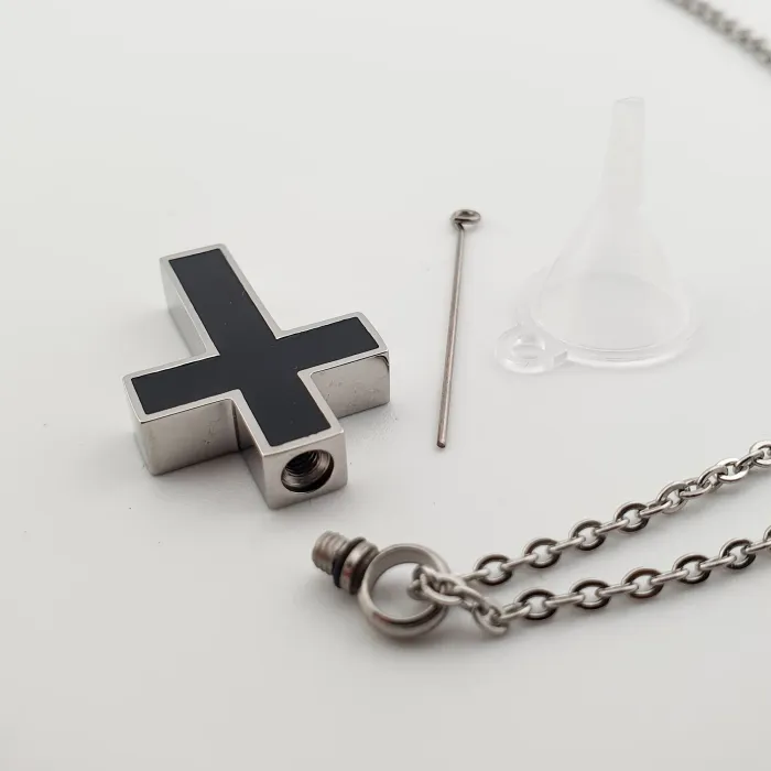 Kruis Crematie Hanger - Roestvrijstaal - Gedenksieraad - view 4