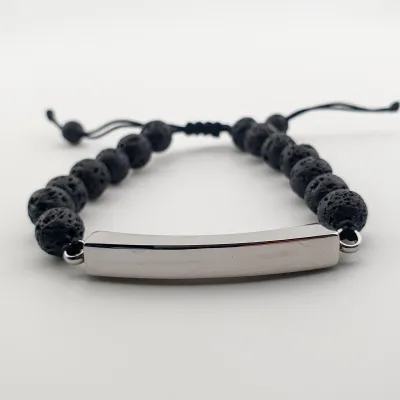 Verstelbare As Armband met Lava Kralen - Gedenksieraad