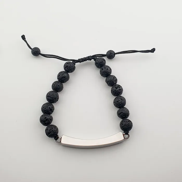 Verstelbare As Armband met Lava Kralen - Gedenksieraad - view 4
