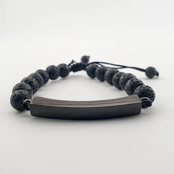 Verstelbare As Armband met Lava Kralen – Zwart - Gedenksieraad