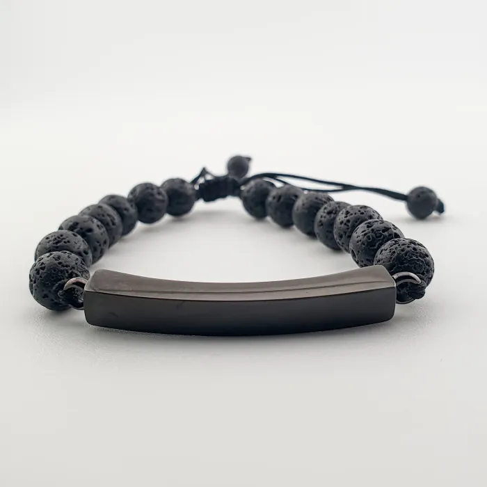 Verstelbare As Armband met Lava Kralen – Zwart - Gedenksieraad - view 1