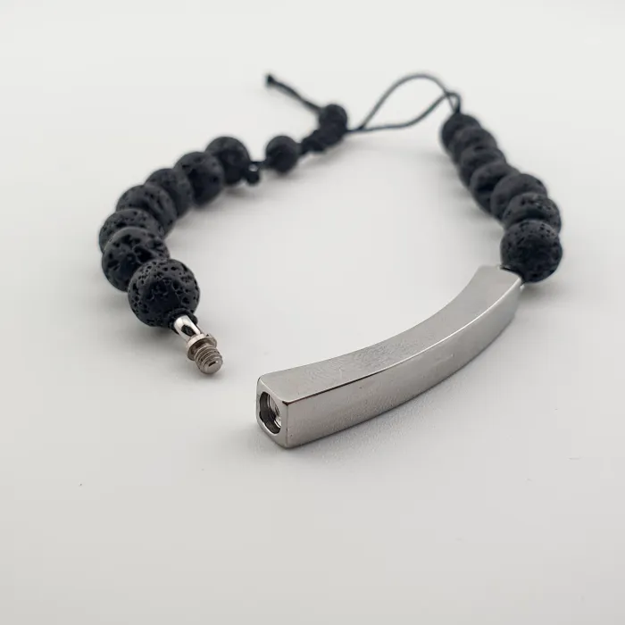 Verstelbare As Armband met Lava Kralen - Gedenksieraad - view 2