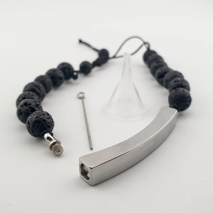 Verstelbare As Armband met Lava Kralen - Gedenksieraad - view 3