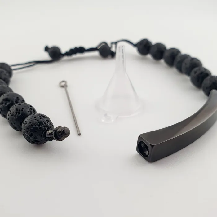 Verstelbare As Armband met Lava Kralen – Zwart - Gedenksieraad - view 3