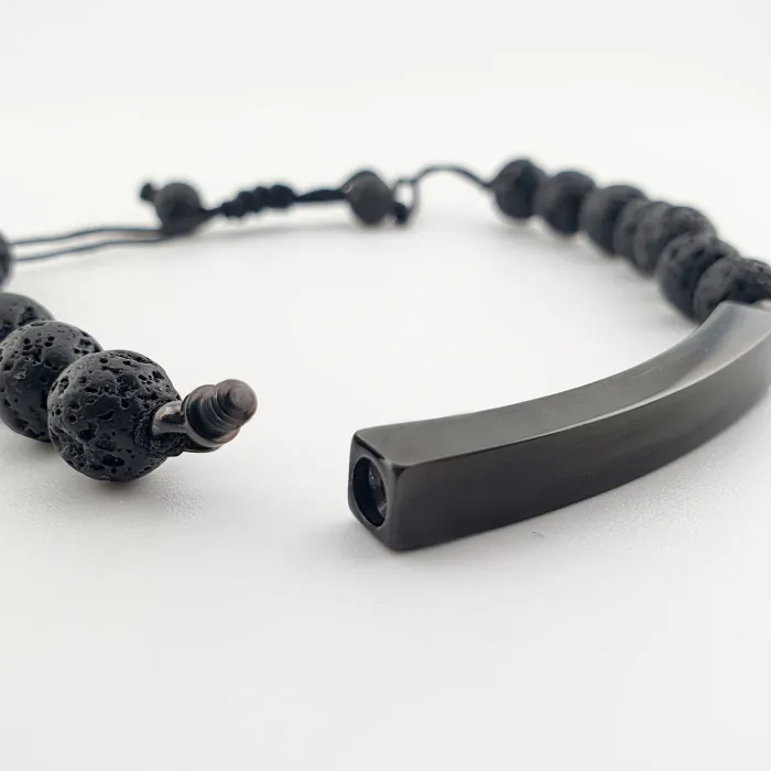 Verstelbare As Armband met Lava Kralen – Zwart - Gedenksieraad - view 2