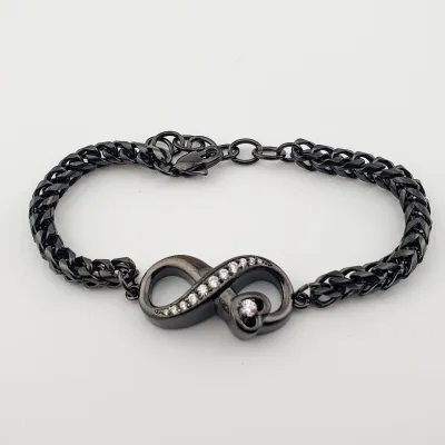 Crematie Sieraad Infinity Urn Armband Voor As | Zwart - Waardig Gedenkteken