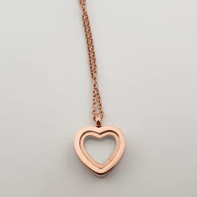 RVS Ashanger – Hart met Glazen Venster - Hart van Herinnering (Roségoud) - Gedenksieraad