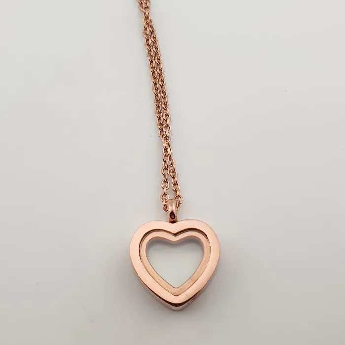 RVS Ashanger – Hart met Glazen Venster - Hart van Herinnering (Roségoud) - Gedenksieraad - view 1