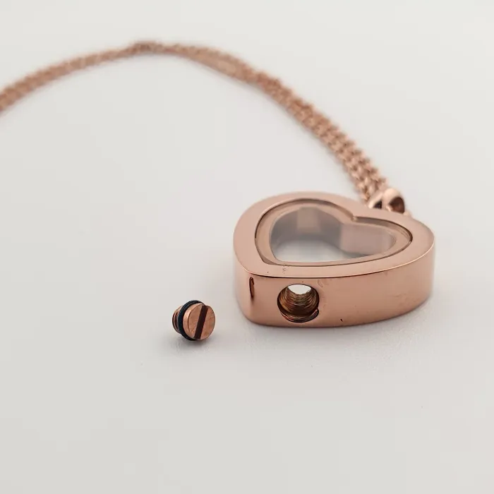 RVS Ashanger – Hart met Glazen Venster - Hart van Herinnering (Roségoud) - Gedenksieraad - view 4