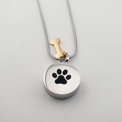 RVS Assieraad "Trouwe vriend" – Pootafdruk met Gouden Botje - Gedenksieraad