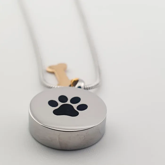 RVS Assieraad "Trouwe vriend" – Pootafdruk met Gouden Botje - Gedenksieraad - view 4