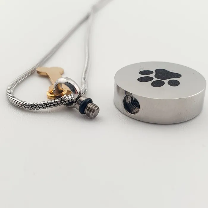 RVS Assieraad "Trouwe vriend" – Pootafdruk met Gouden Botje - Gedenksieraad - view 2