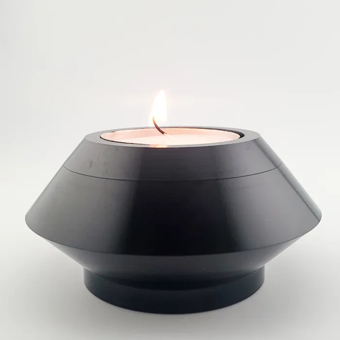 Mini Urn met Waxinelichtje - Zilverkleurig & Zwart - Waardig Gedenkteken - view 4