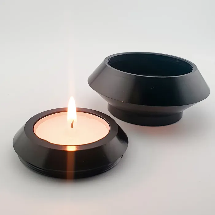 Mini Urn met Waxinelichtje - Zilverkleurig & Zwart - Waardig Gedenkteken - view 1