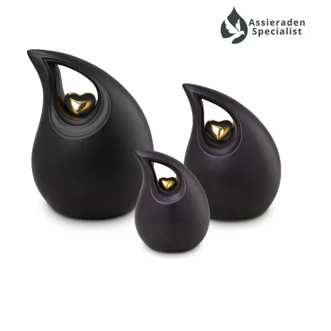 Crematie Urn Keramisch - Zwart & Goudkleurig - Urnen Volwassenen - 3.8 Liter - Waardig Gedenkteken - view 2
