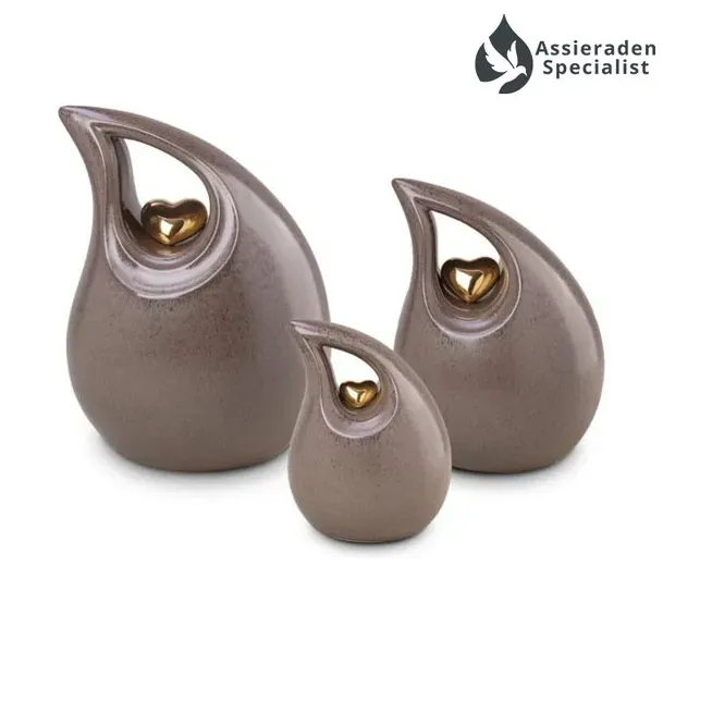 Crematie Urn Keramisch - Bruin & Goudkleurig - Urnen Volwassenen - 3.8 Liter - Waardig Gedenkteken - view 2