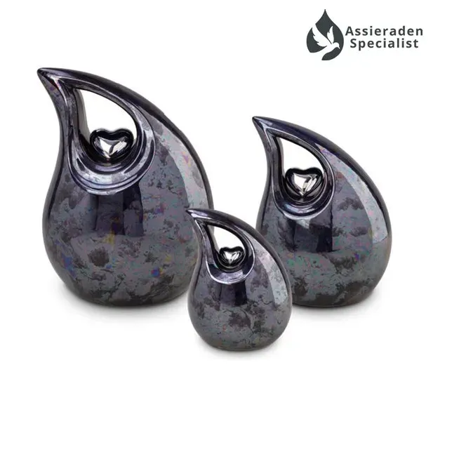 Crematie Urn Keramisch - Grijs & Zilverkleurig - Urnen Volwassenen - 3.8 Liter - Waardig Gedenkteken - view 2