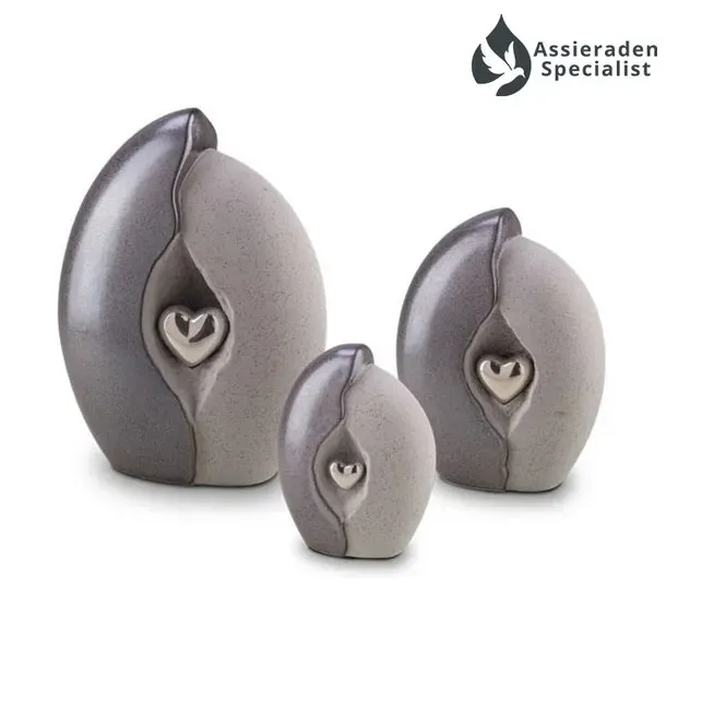 Keramische Urn - Urn Voor As Volwassen - Grijs & Zilverkleur - 3.8 Liter - Waardig Gedenkteken - view 2