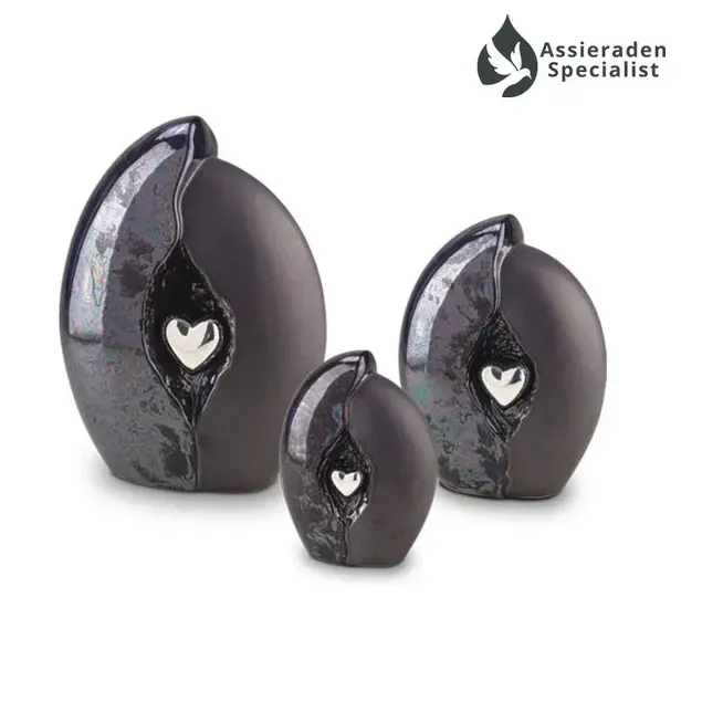 Keramische Urn - Urn Voor As Volwassen - Zwart & Zilverkleurig - 3.8 Liter - Waardig Gedenkteken - view 2