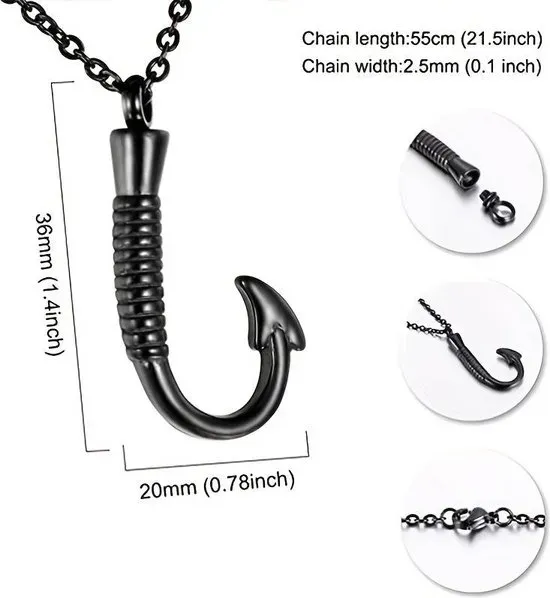 Vishaak As hanger - Fishing Hook Assieraad - Gedenksieraad - view 2