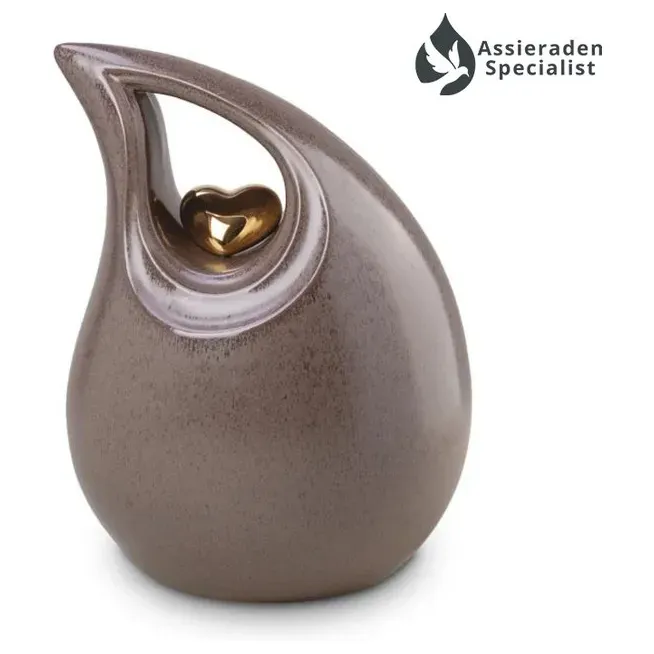 Crematie Urn Keramisch - Bruin & Goudkleurig - Urnen Volwassenen - 3.8 Liter - Waardig Gedenkteken - view 1