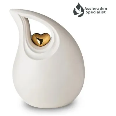 Crematie Urn Keramisch - Ivoor & Goudkleurig - Urnen Volwassenen - 3.8 Liter - Waardig Gedenkteken