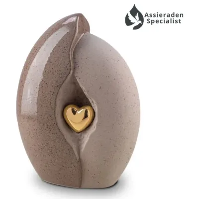 Keramische Urn - Urn Voor As Volwassen - Zand & Goudkleurig - 3.8 Liter - Waardig Gedenkteken