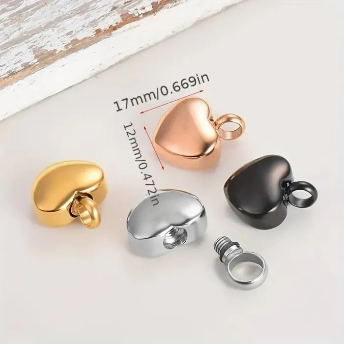 Asketting Hartje – Roestvrijstaal – Zwart of Zilverkleurig - Gedenksieraad - view 2