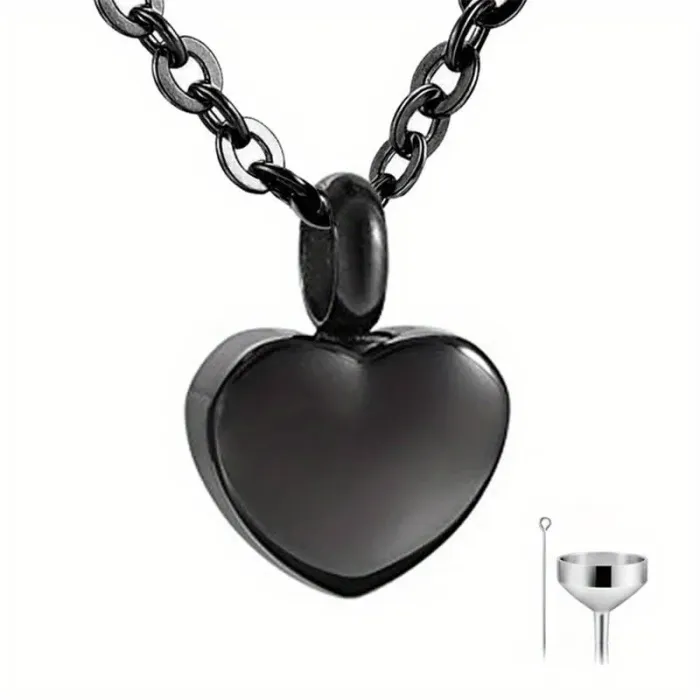 Asketting Hartje – Roestvrijstaal – Zwart of Zilverkleurig - Gedenksieraad - view 5