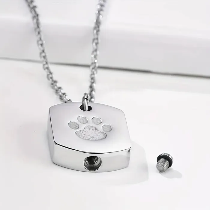 Asketting Dog Tag met hondenpoot - Zilverkleurig - view 2