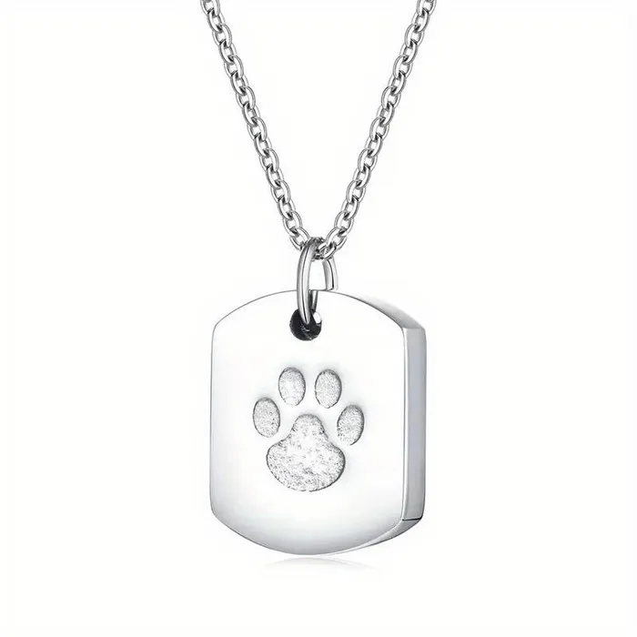 Asketting Dog Tag met hondenpoot - Zilverkleurig - view 1