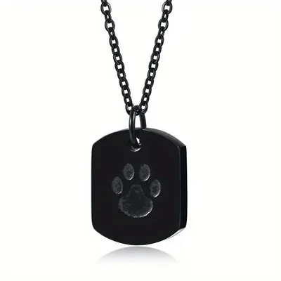 Asketting Dog Tag met hondenpoot - "Trouwe Poot" - RVS Zwart