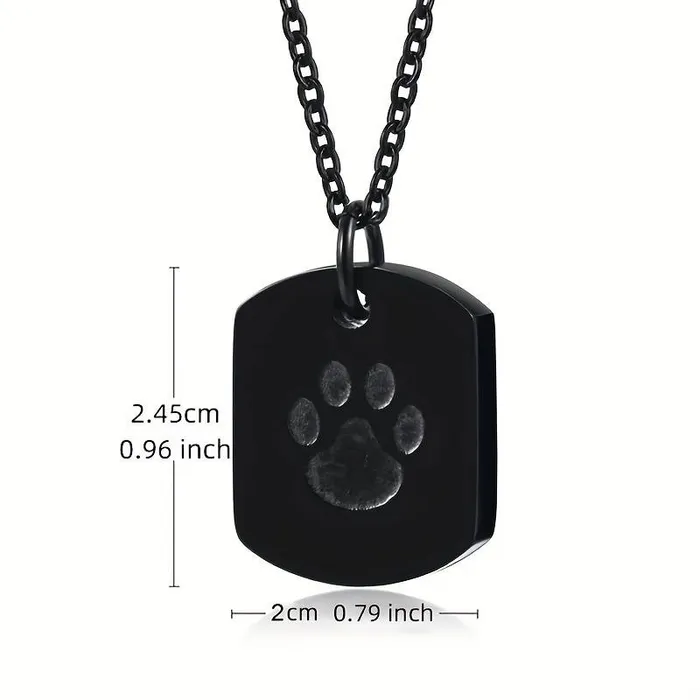 Asketting Dog Tag met hondenpoot - RVS Zwart - view 2