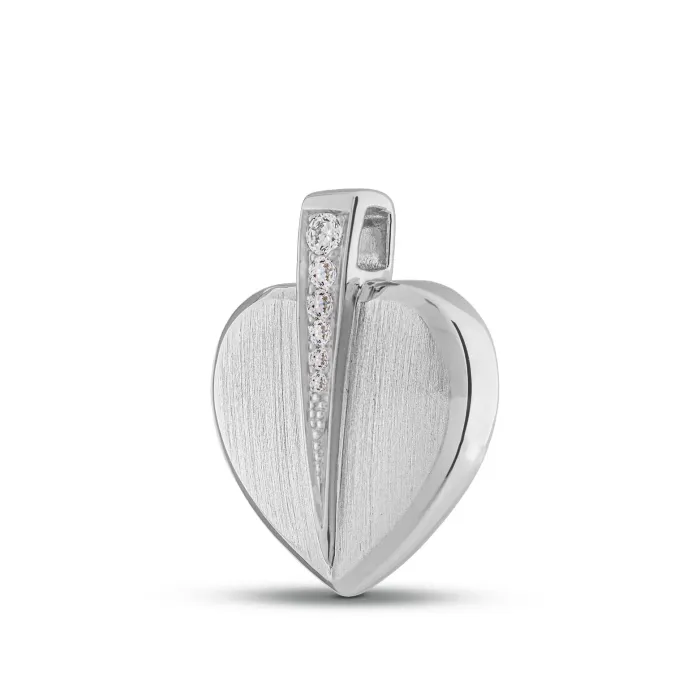Hartvormige Ashanger - 925 Sterling Zilver - Subtiele Steentjes - view 1
