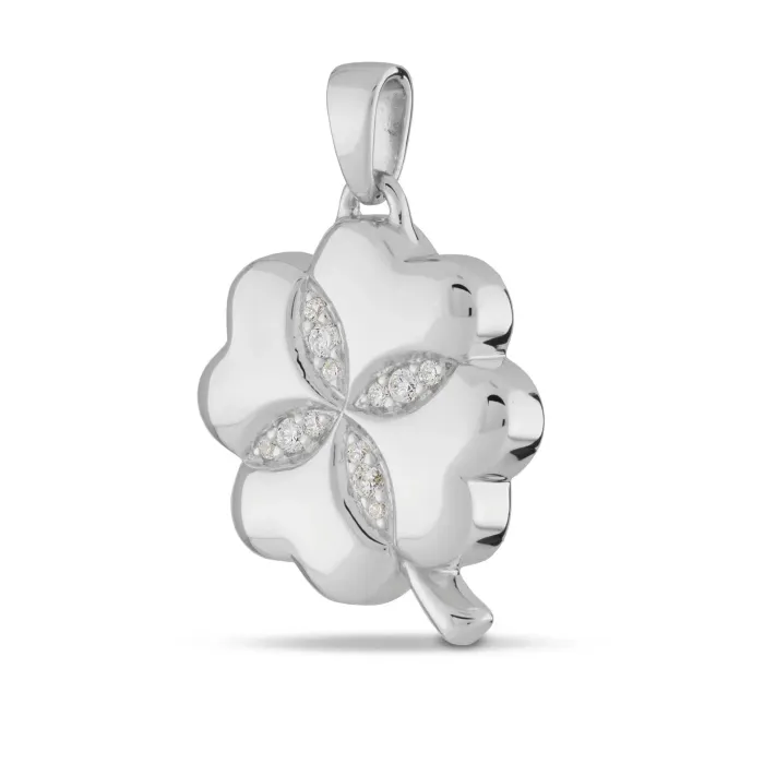 Klavervormige Ashanger - 925 Sterling Zilver - Gedenksieraad - view 1