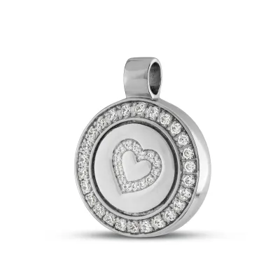 Ronde Ashanger met Hart - 925 Sterling Zilver - Gedenksieraad