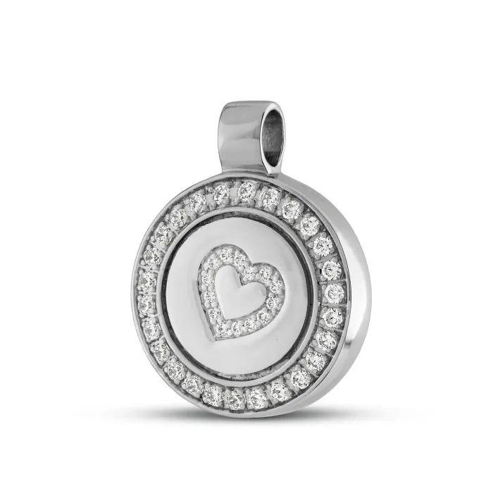 Ronde Ashanger met Hart - 925 Sterling Zilver - Gedenksieraad - view 1